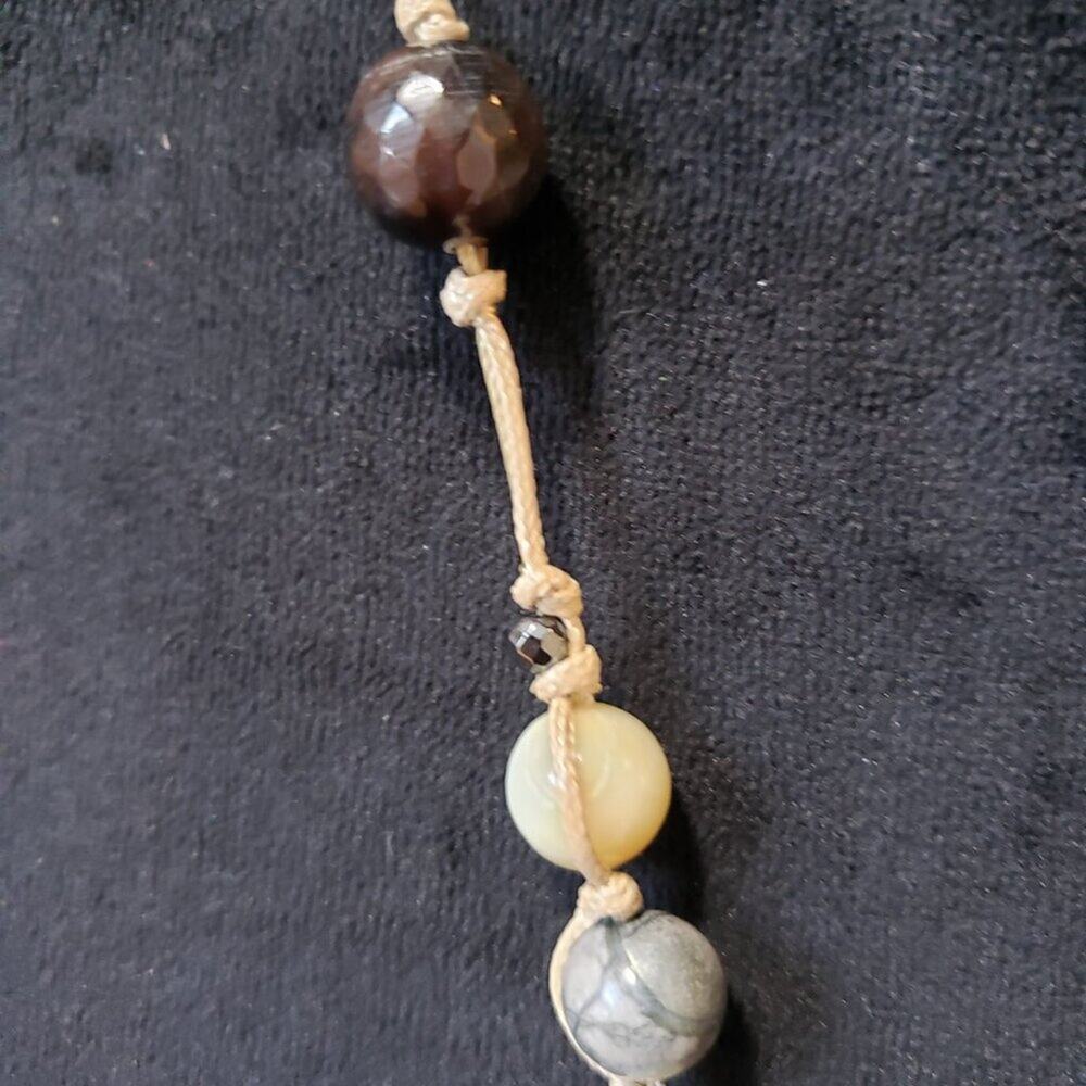 Womens Fashion Mixed Bead Faceted Bead Natural Quartz Chips Tassel Long Necklace - Picture 6 of 9